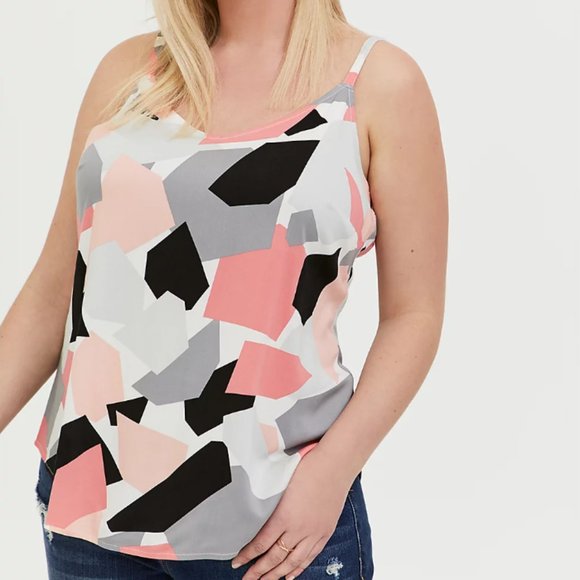 torrid Tops - NWT Torrid Ava Stretch Challis Cami Top Size 1X Torrid Size 1 Pink and Black